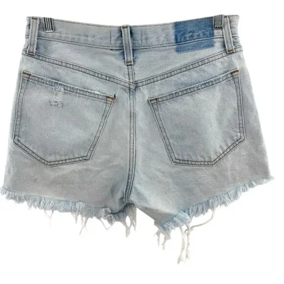 Abercrombie & Fitch Curve Love Mid Rise Boyfriend Jean Shorts Raw Hem Size 26 /2 - Picture 7 of 9